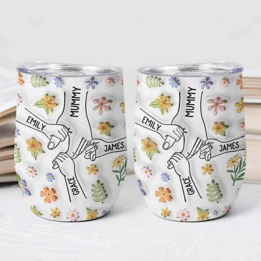 3534TUS2 custom floral 3d printing effect wine tumbler gifts for grandma 3534T6O5A