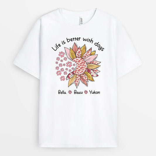 3539AUK1 life is better with dogs cats t shirt personalised gifts for pet owners
