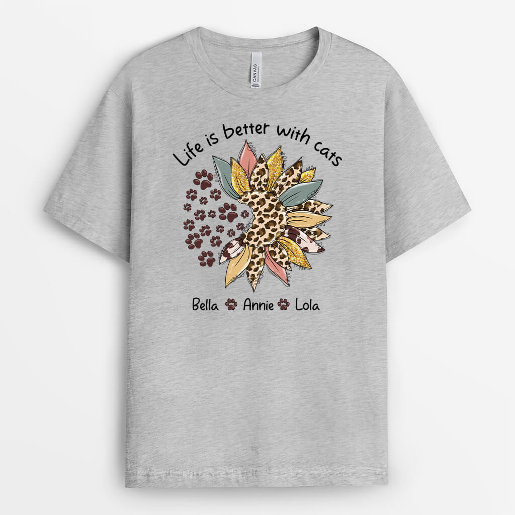 3539AUK2 life is better with dogs cats t shirt personalised gifts for pet owners