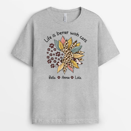 3539AUK2 life is better with dogs cats t shirt personalised gifts for pet owners
