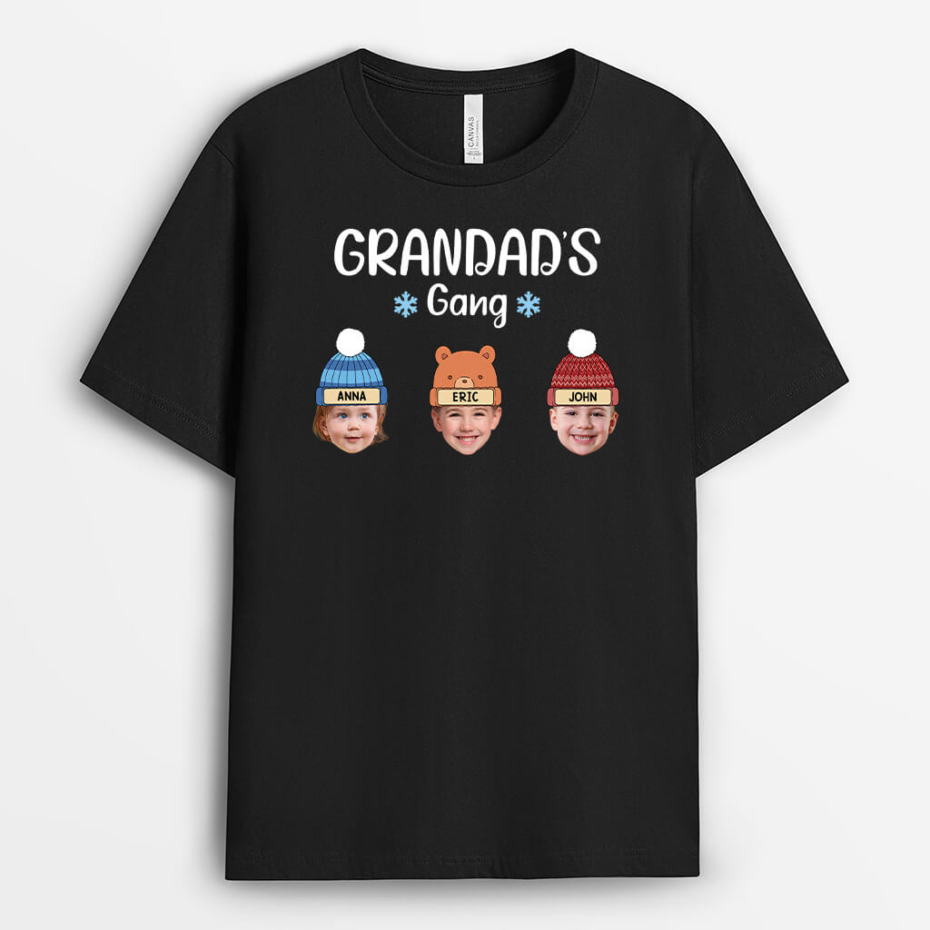 3545AUK1 grandads dads gang childrens face t shirt  personalised presents for grandad dad