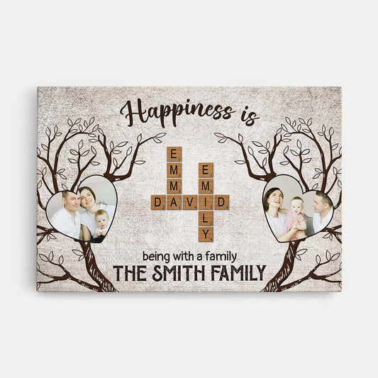 3549CUK1 happiness is being with a family tree canvas personalised gifts for parents