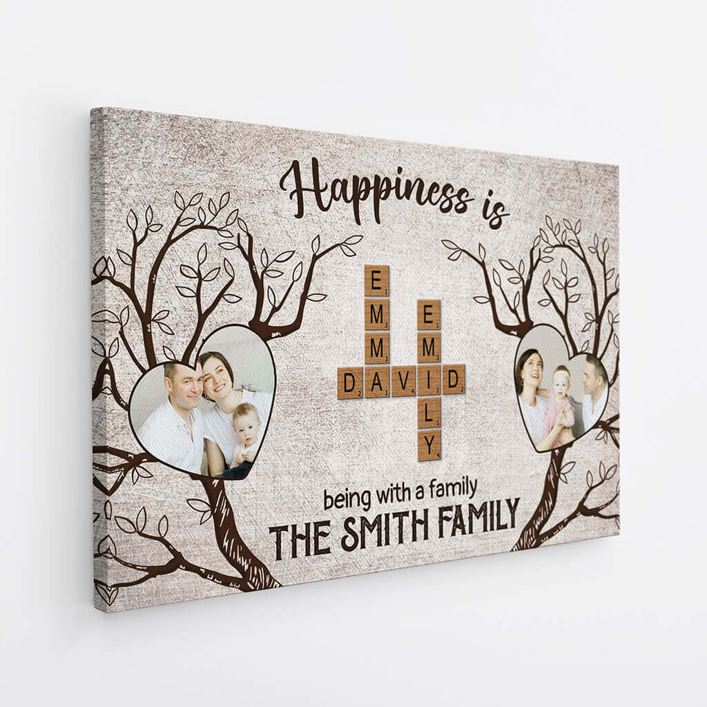 3549CUK2 happiness is being with a family tree canvas personalised gifts for parents