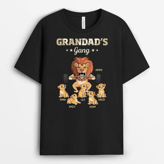 3551AUK1 grandads gang lion personalised t shirt for grandad
