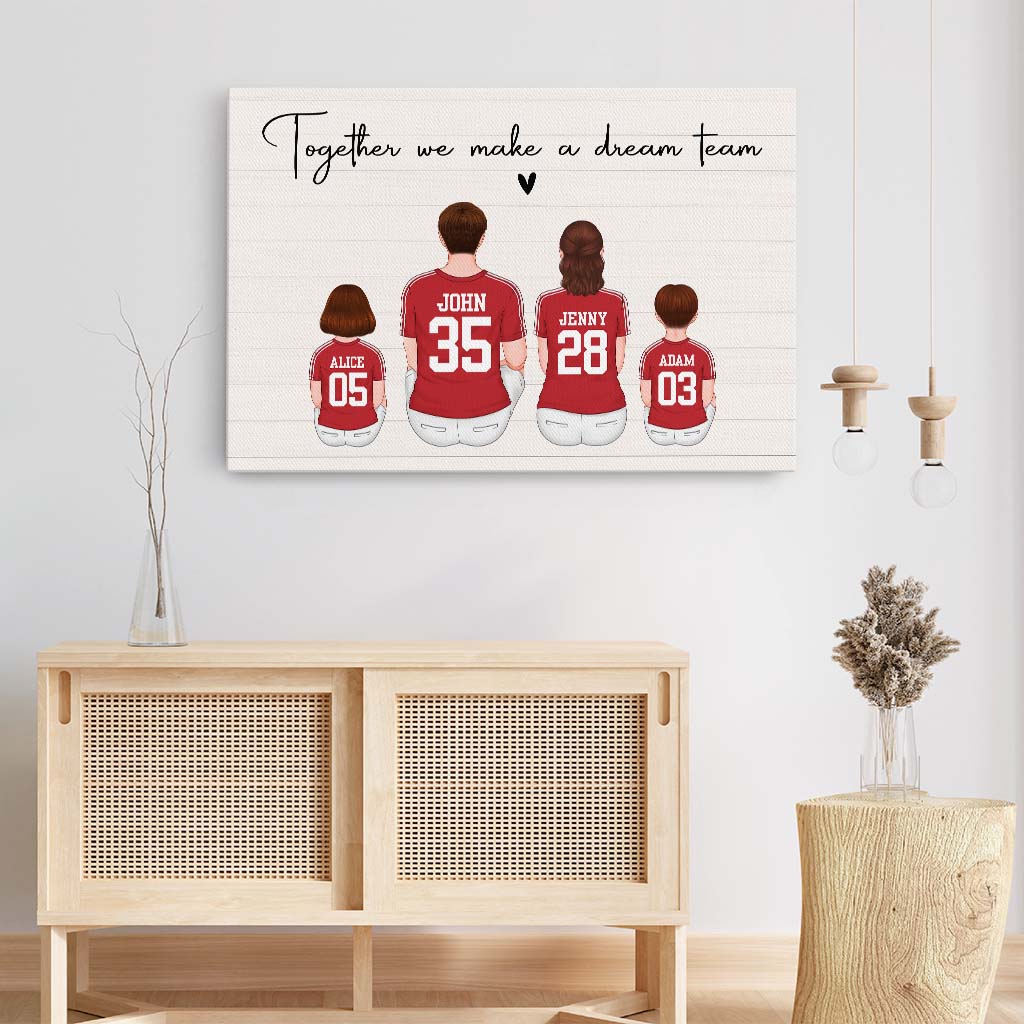 3558CUK3 together we make a dream team canvas personalised family gifts