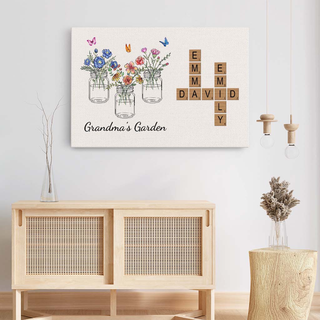 3566CUK3 grandma mummys garden crossword canvas  custom gifts for granny mum