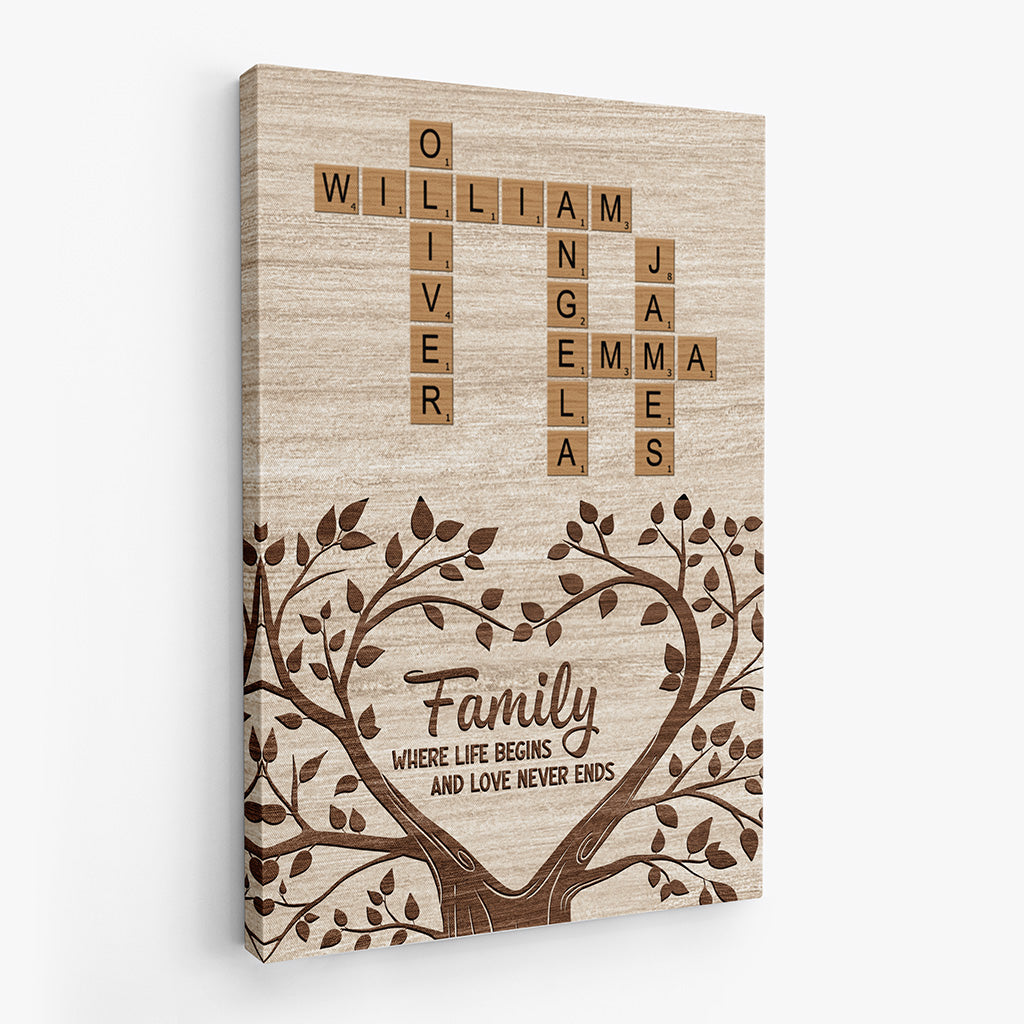 3570CUK2 family where life begins and love never ends canvas personalised family gifts