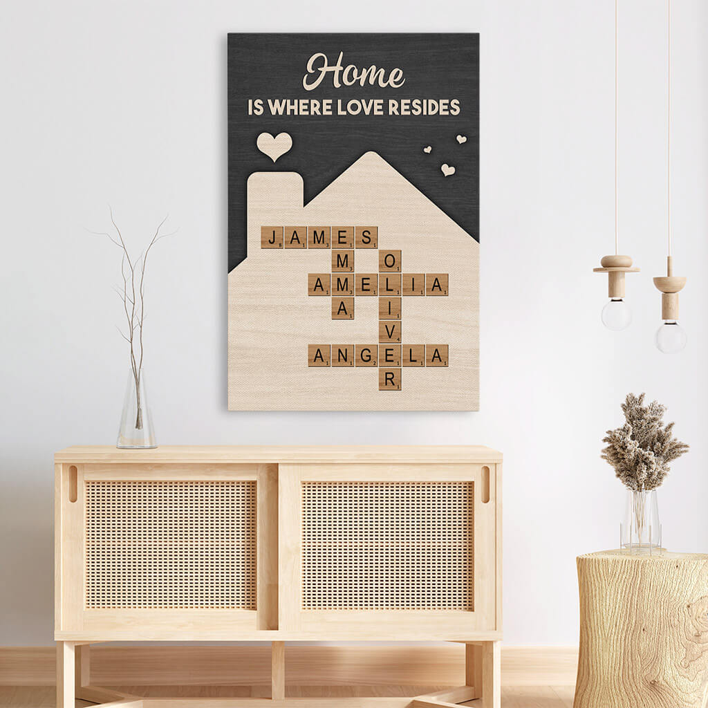 3572CUK3 home is where love resides canvas custom family gifts