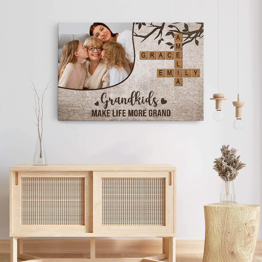 3577CUK3 grandkids make life more grand photo canvas custom gifts for grandparents