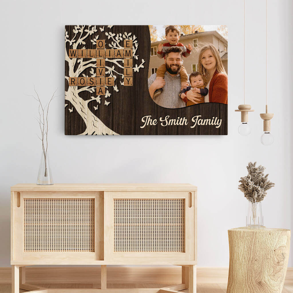 3578CUK3 family crossword photo canvas personalised family gift