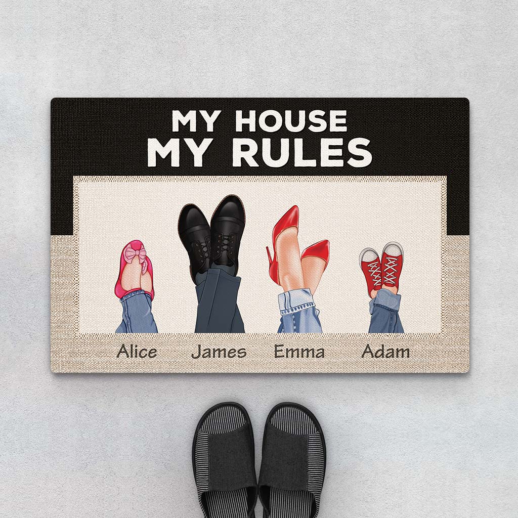 3579DUK1 our house our rules family doormat personalised gifts for family