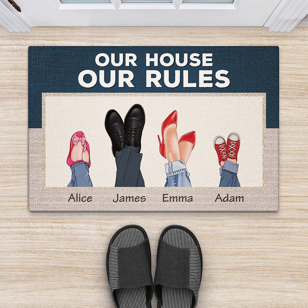 3579DUK2 our house our rules family doormat personalised gifts for family