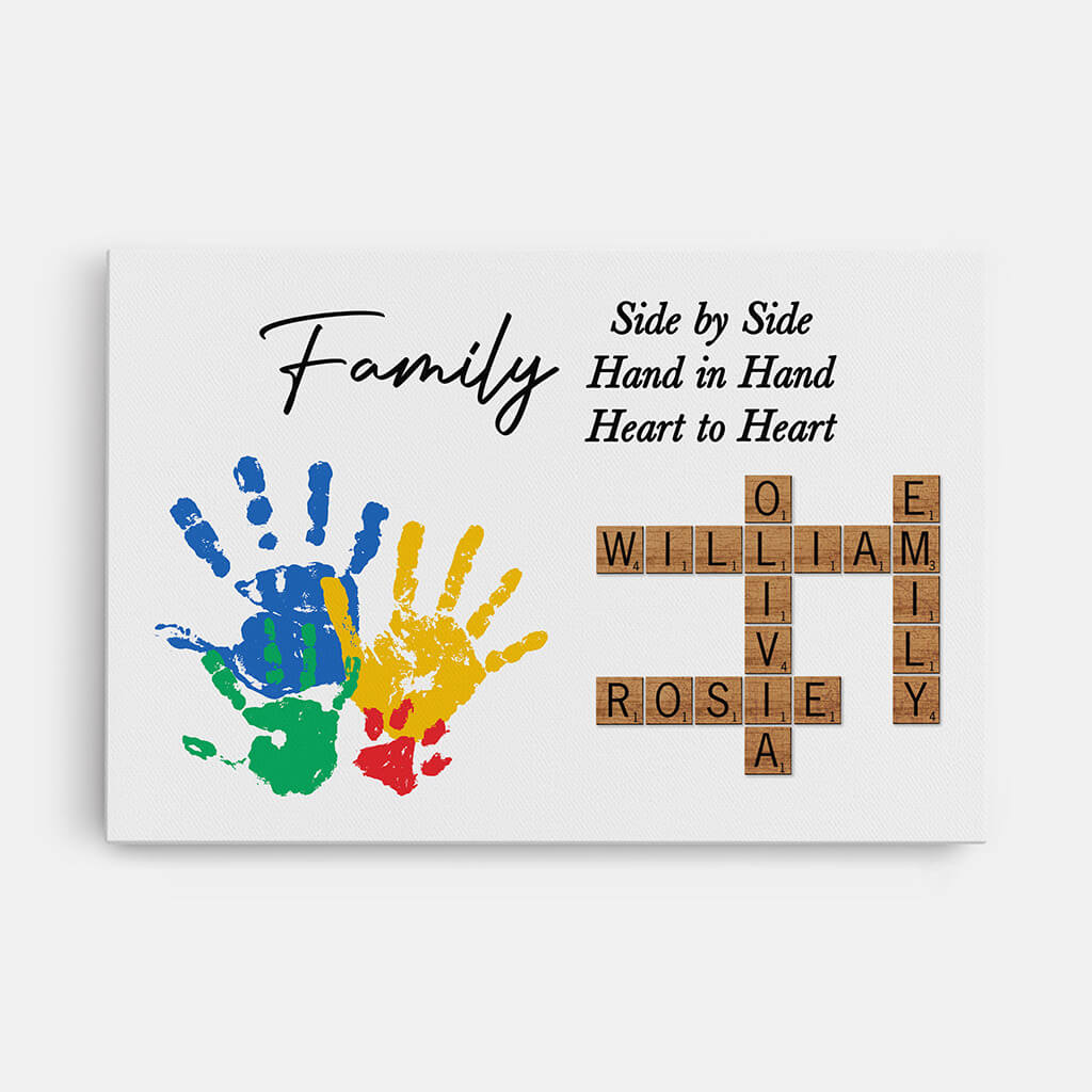 3581CUK1 family crossword handprints canvas customised family gifts