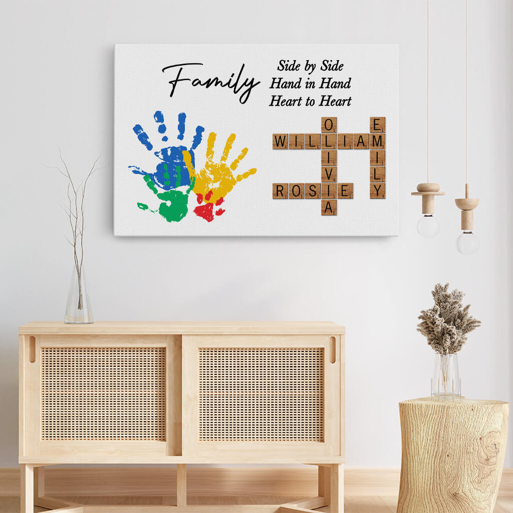 3581CUK3 family crossword handprints canvas customised family gifts