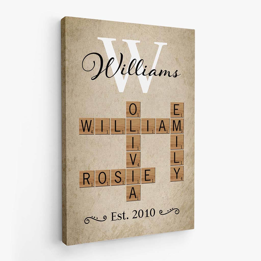 3584CUK2 family crossword vintage canvas family personalised gifts