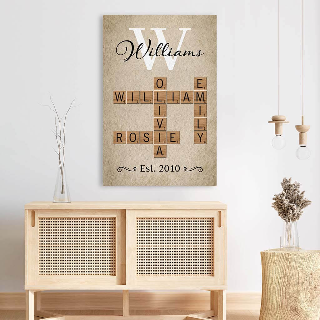 3584CUK3 family crossword vintage canvas family personalised gifts