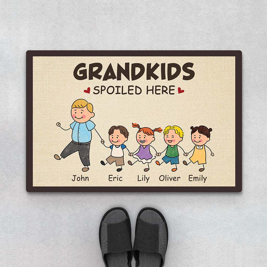 3586DUK1 grandkids spoiled here doormat personalised gifts for grandparents