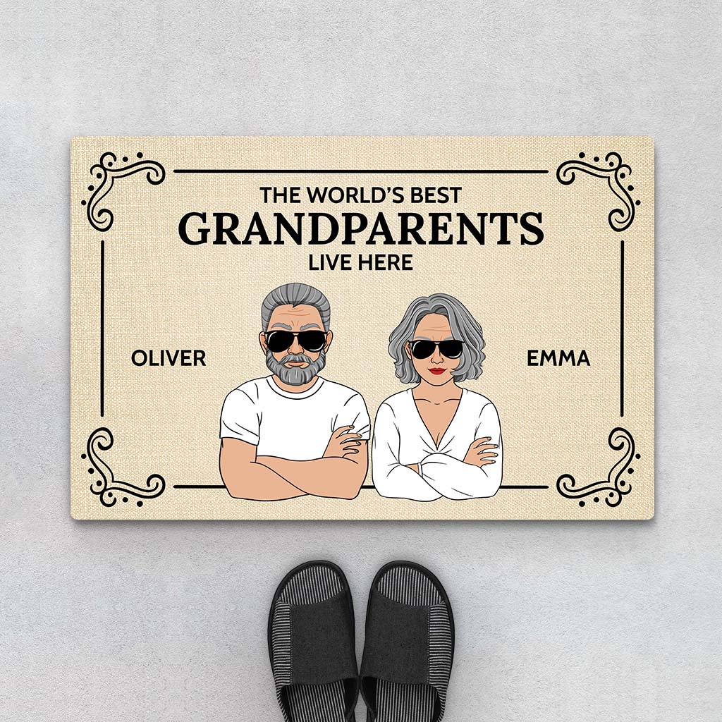 3587DUK1 the worlds best grandparents live here doormat personalised grandparents gifts