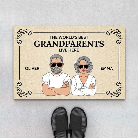 3587DUK1 the worlds best grandparents live here doormat personalised grandparents gifts