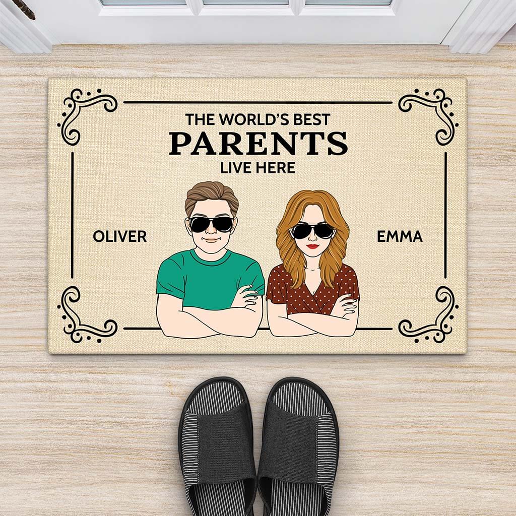 3587DUK2 the worlds best grandparents live here doormat personalised grandparents gifts