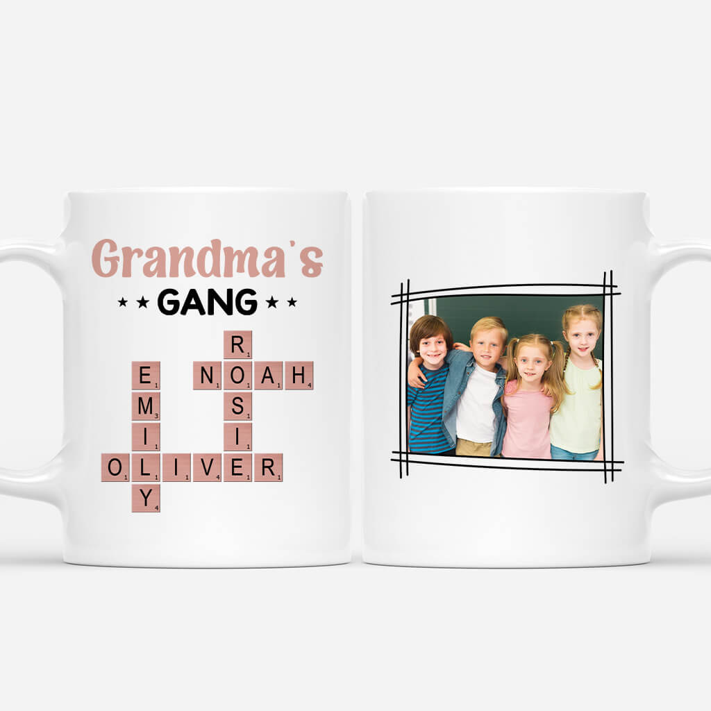 3590MUK1 grandma mummys gang crossword photo mug personalised gifts for her