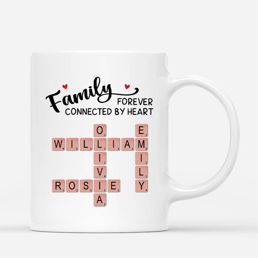 3592MUK1 family forever connected by heart crossword mug personalised gifts for family