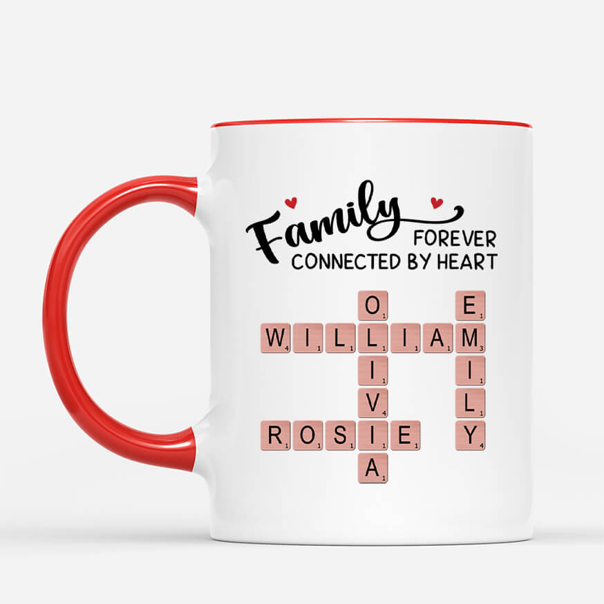 3592MUK2 family forever connected by heart crossword mug personalised gifts for family