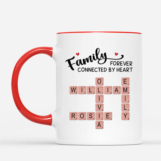 3592MUK2 family forever connected by heart crossword mug personalised gifts for family