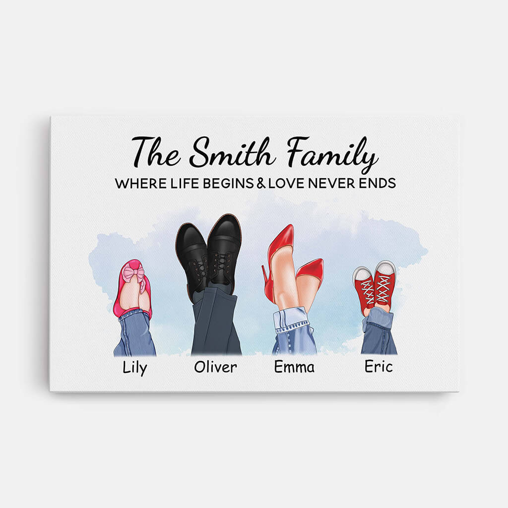 3593CUK1 family where life begins love never ends personalised family canvas