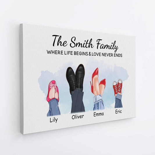 3593CUK2 family where life begins love never ends personalised family canvas