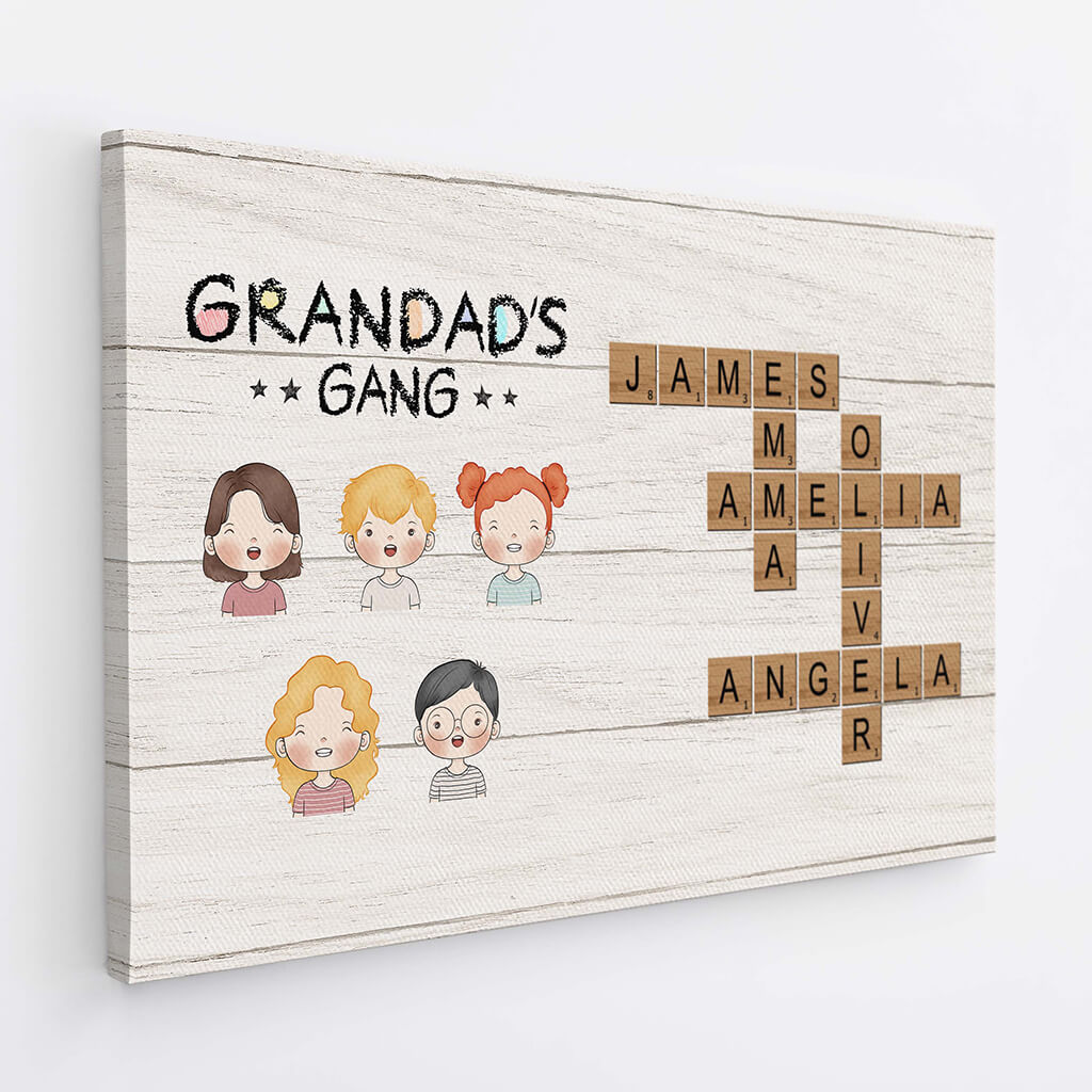 3595CUK2 grandma mummys gang personalised crossword canvas print for grandma mum