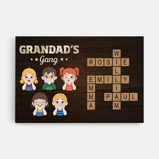 3597CUK1 grandad daddys gang crossword canvas customised gifts for grandad dad