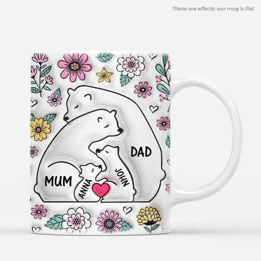 3600MUK2 bear family 3d mug family personalised gifts