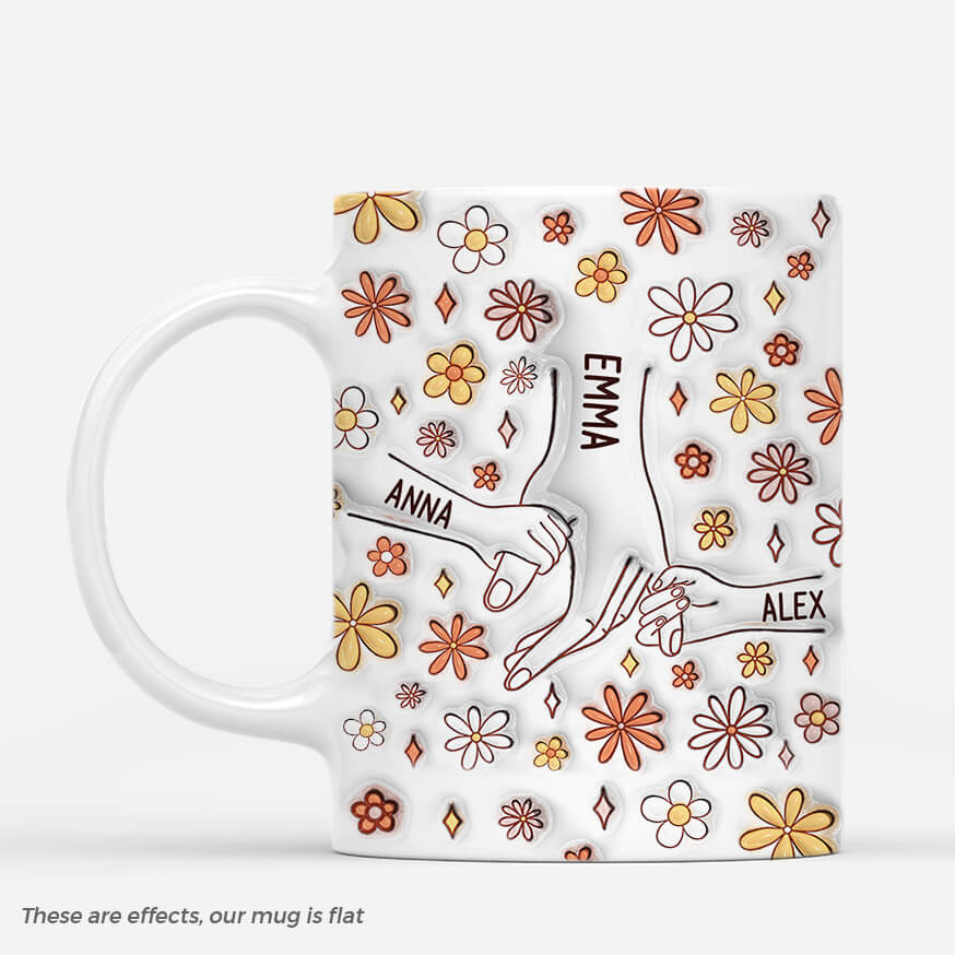 3637MUK1 holding mums hands 3d inflated effect mug mum personalised gifts