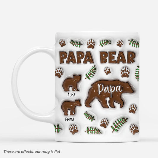 3638MUK1 papa bear 3d inflated effect mug personalised daddy gifts