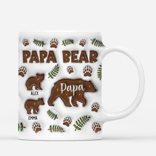 3638MUK2 papa bear 3d inflated effect mug personalised daddy gifts