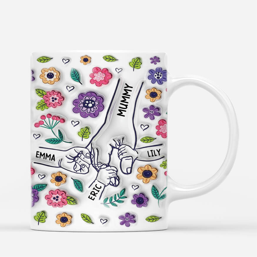 3644MUK2 holding grandma mums hands 3d inflated effect mug personalised gifts for grandma mum