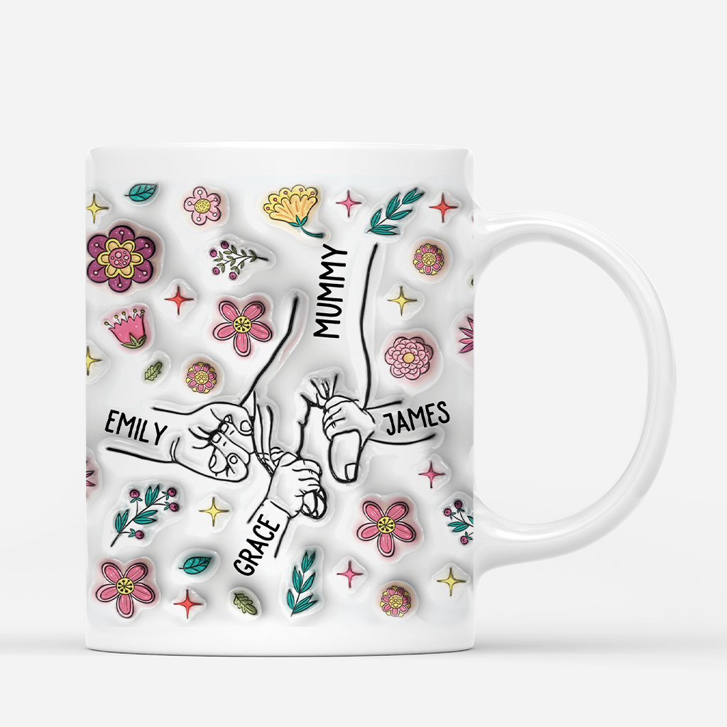 3648MUK2 holding grandma mums hands 3d inflated effect mug personalised grandma mum gifts