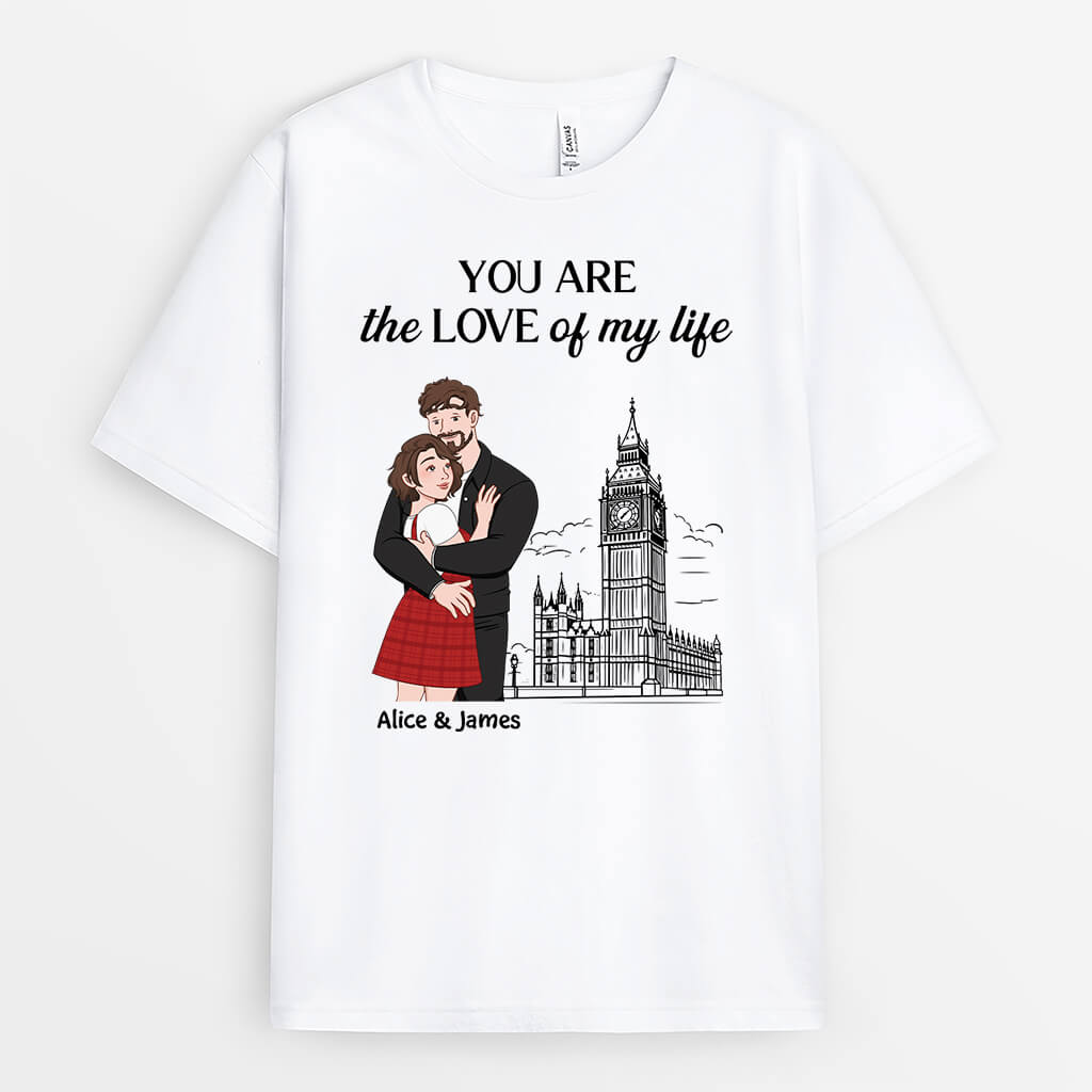 3668AUK1 you are the love of my life personalised t shirt for couple