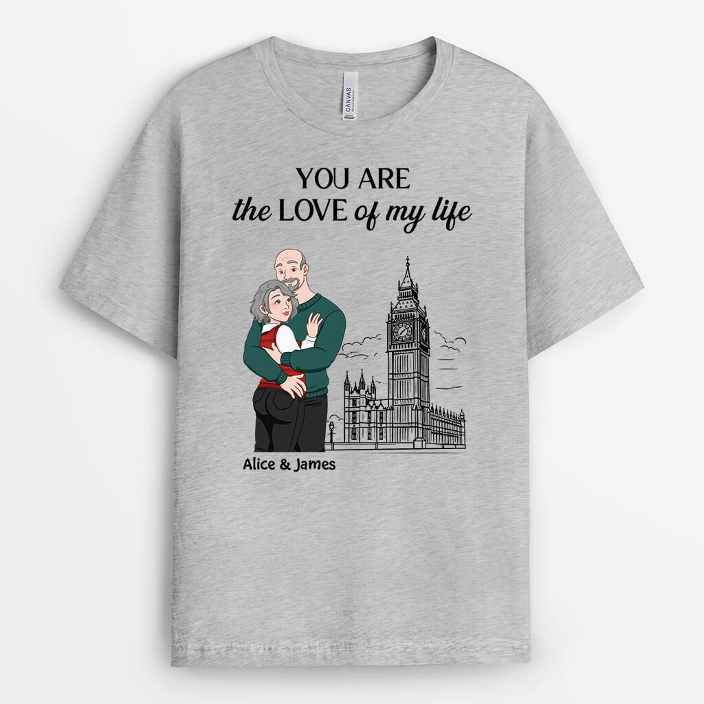 3668AUK2 you are the love of my life personalised t shirt for couple
