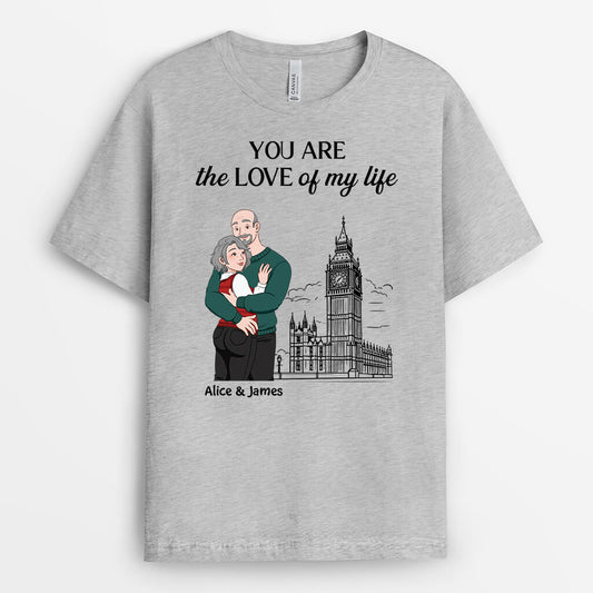 3668AUK2 you are the love of my life personalised t shirt for couple