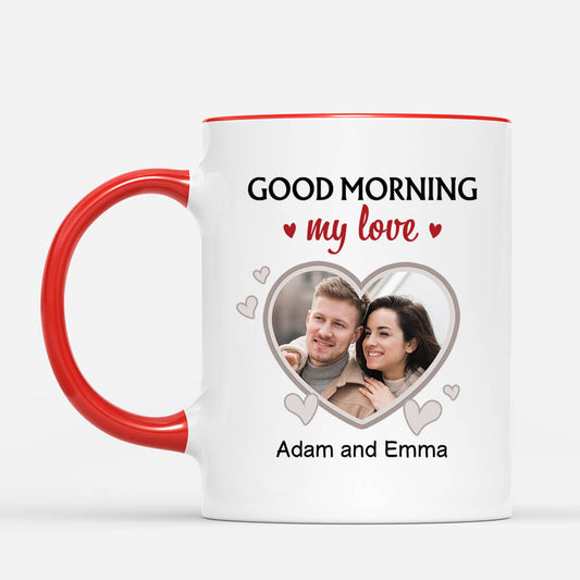 3670MUK2 good morning my love personalised photo mug for couple
