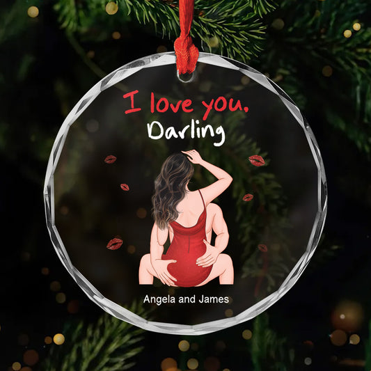 3671OUS1 custom couple gifts i love you darling glass christmas ornament_s 3671O6T5G