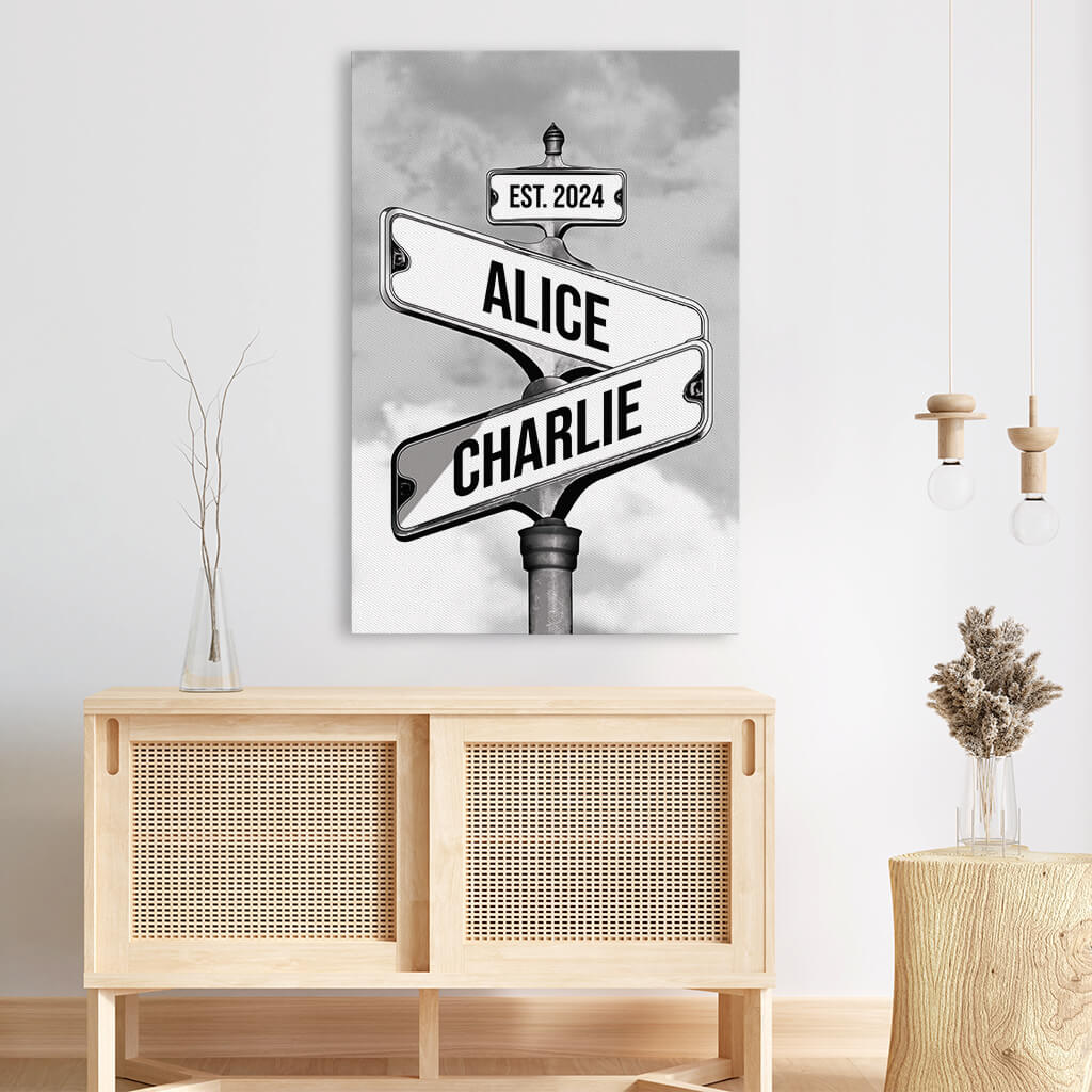 3673CUK3 vintage street sign canvas personalised gifts for couple