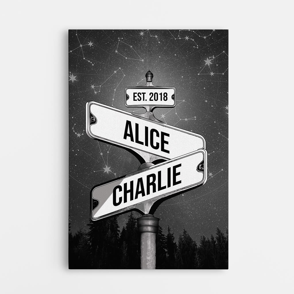3674CUK1 name vintage street sign star canvas personalised presents for couple