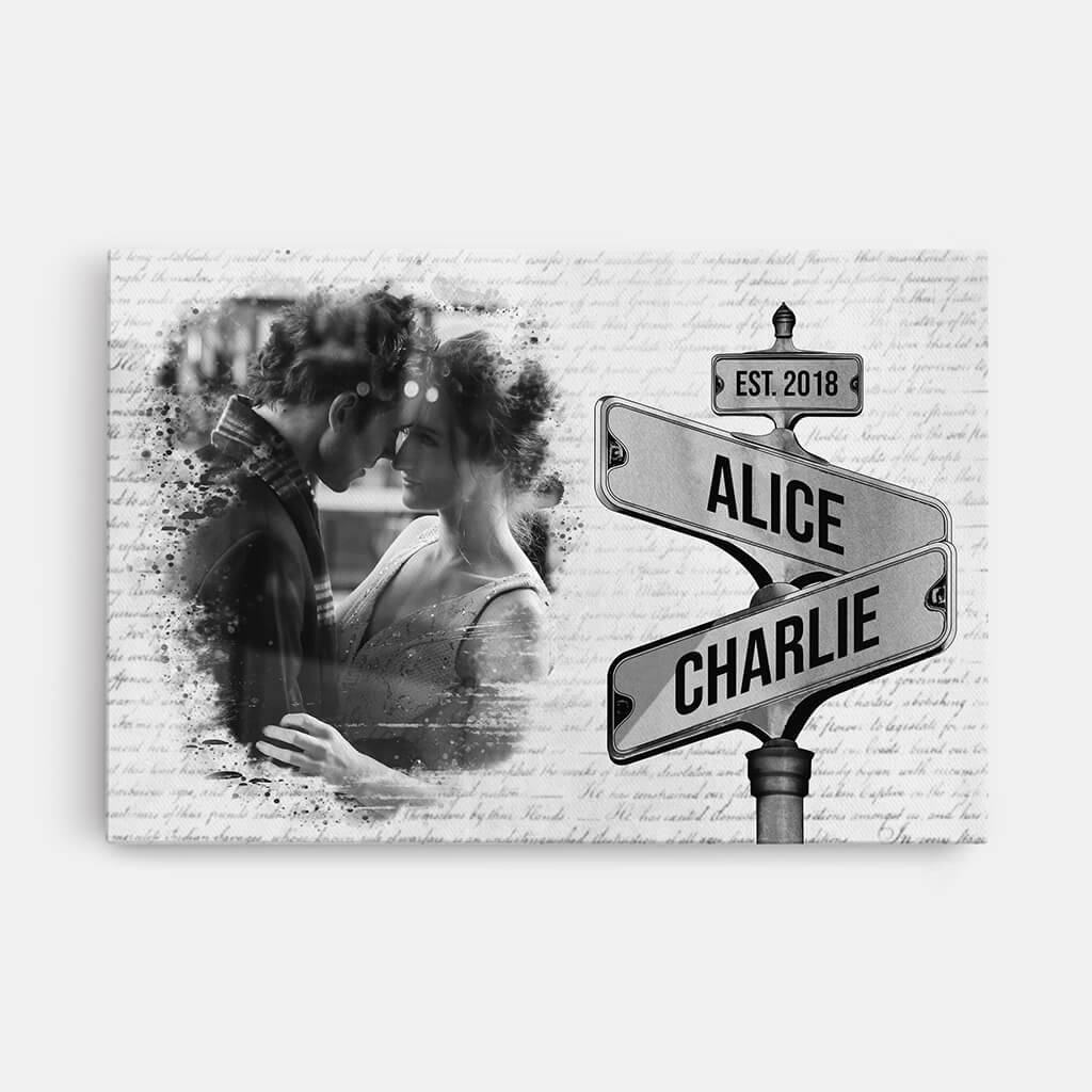 3675CUK1 vintage street sign photo canvas personalised gifts for couple