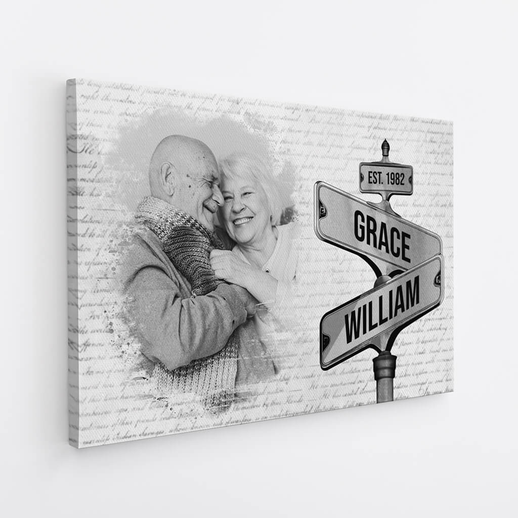 3675CUK2 vintage street sign photo canvas personalised gifts for couple