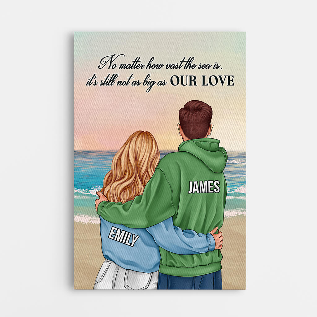 3679CUK1 no matter how vast the sea is its still not as big as our love personalised canvas for couple