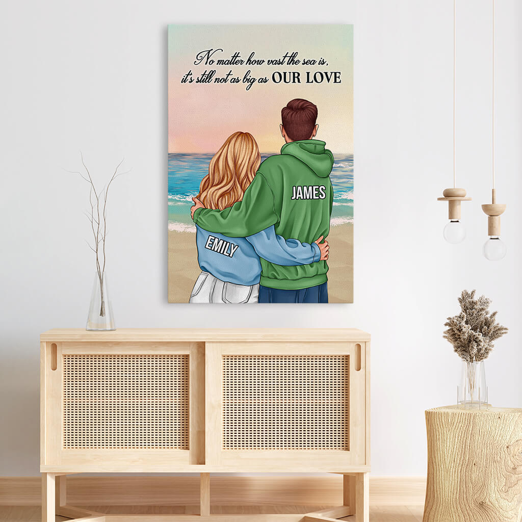 3679CUK3 no matter how vast the sea is its still not as big as our love personalised canvas for couple