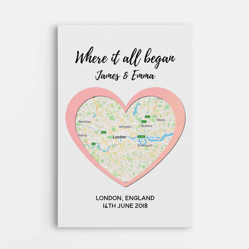 3681CUK1 where it all began map canvas customised presents for couple